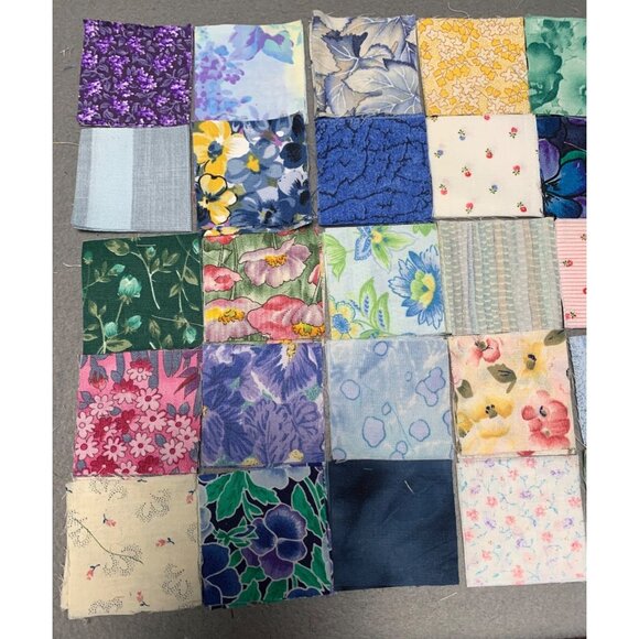Hand-Cut Fabric Quilt Squares 2" x 2" Assorted Floral Cotton Patterns 100 Pieces - Picture 2 of 3